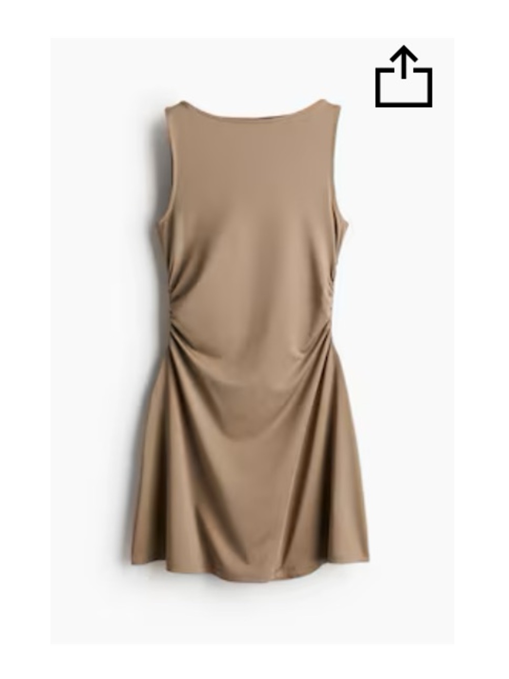 H&M Taupe Sleeveless Gathered Mini Dress
